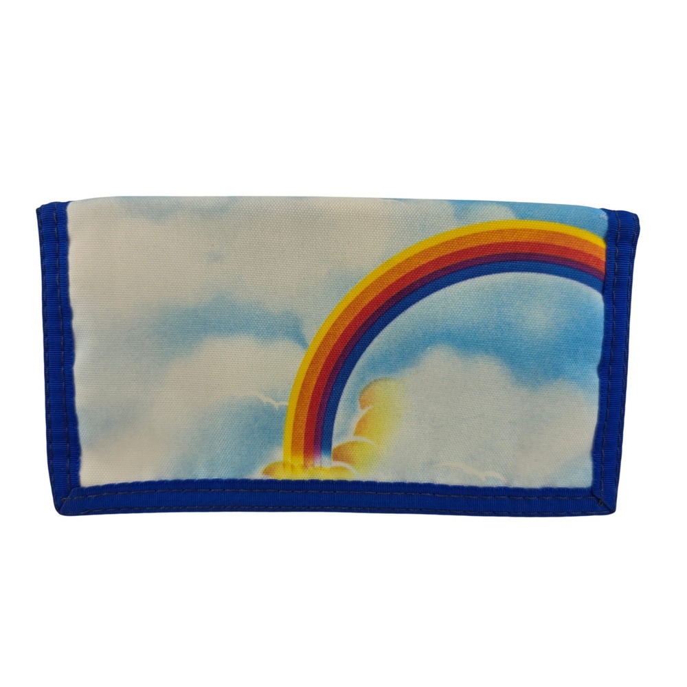 Vintage Rainbow Cloud Bifold Checkbook Cover Blue Good Nostalgic Accessory